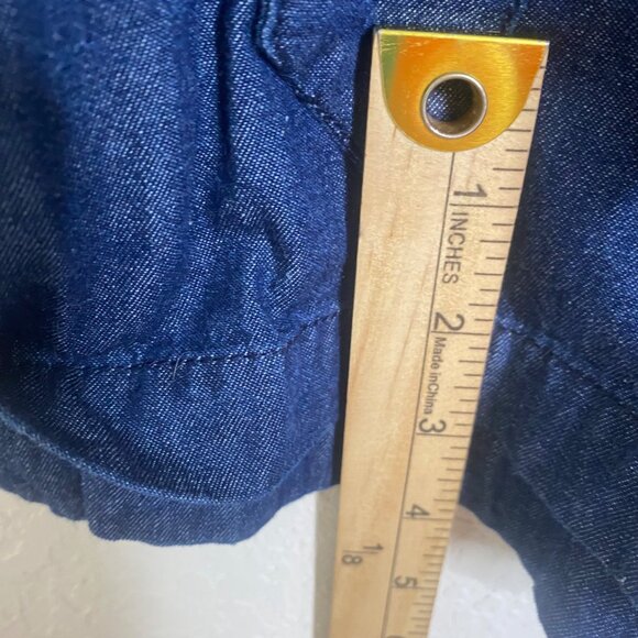 Draper James Chambray Denim Dress Size 20 Long-Sleeve Button-Front Ruffle Detail - Picture 8 of 10